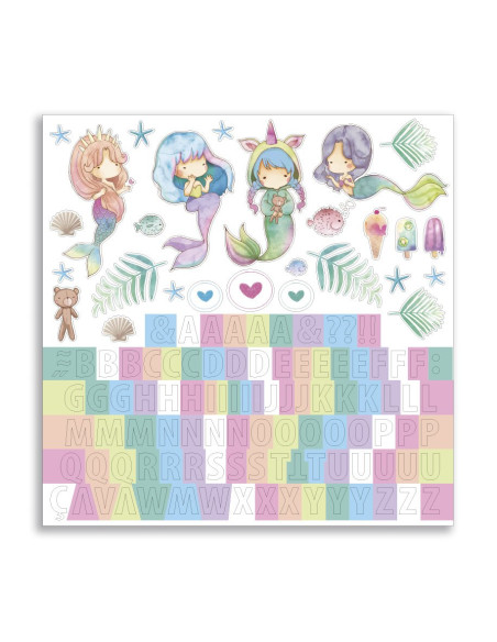 Hoja de troquelados Chibi Sirenas de Paraes