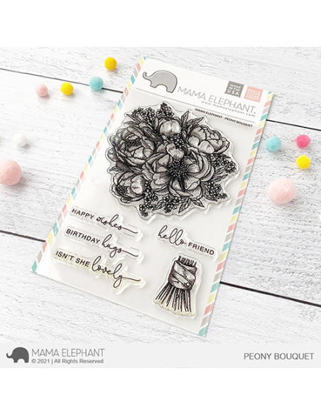 Sello Peony Bouquet de Mama Elephant