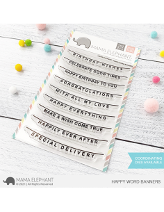 Sello Happy Word Banners de Mama Elephant