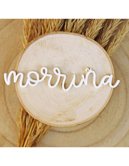 Palabra acrílica morriña en blanco