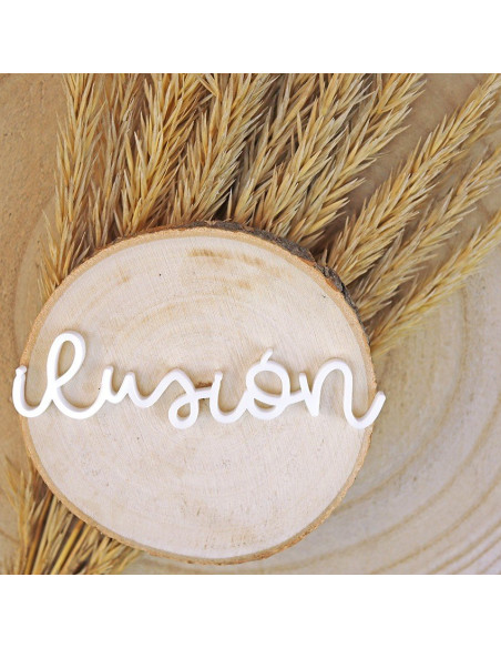 Palabra acrílica ilusión en blanco