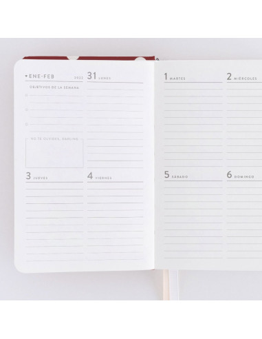 AGENDA SEMANAL 2022. CARMÍN. MINI