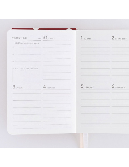 AGENDA SEMANAL 2022. CARMÍN. MINI
