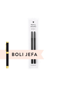 SET DE DOS RECAMBIOS. TINTA GEL. NEGRO (PARA TU BOLI JEFA BLACK)
