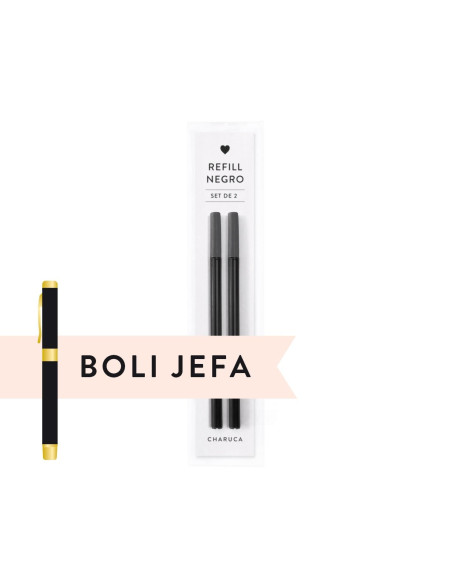 SET DE DOS RECAMBIOS. TINTA GEL. NEGRO (PARA TU BOLI JEFA BLACK)