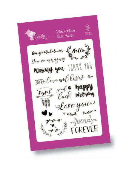 Set de sellos transparentes Felicitaciones inglés Amelie Prager