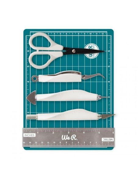 Mini kit herramientas y base de corte mangnética  verde We R