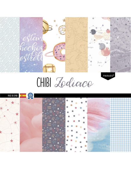 Kit papeles 12x12" Chibi Zodíaco