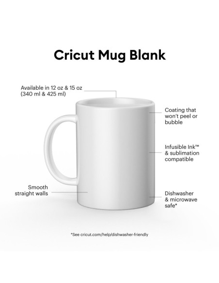 Set 6 Tazas Cerámica 443ml Blanca Cricut Mug Press