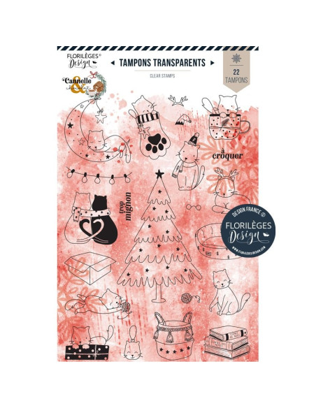 Set de Sellos Acrílicos Lindos Gatitos Canela y Chocolate Floriléges