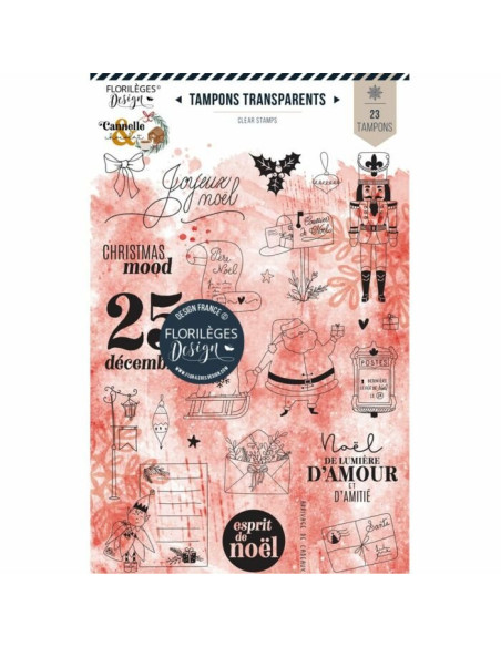 Set de Sellos Acrílicos Espíritu Navideño Canela y Chocolate Floriléges