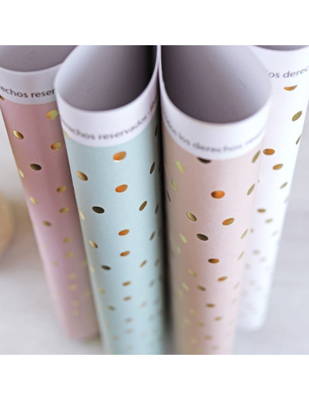 Papel especial topos dorados Melocotón Papel especial topos dorados Melocotón