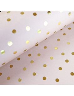 Papel especial topos dorados Melocotón