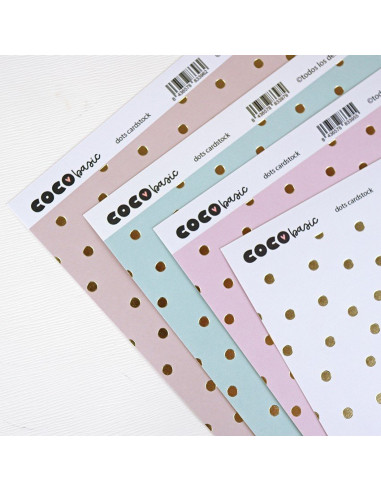 Papel especial topos dorados Menta