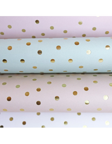 Papel especial topos dorados Blanco