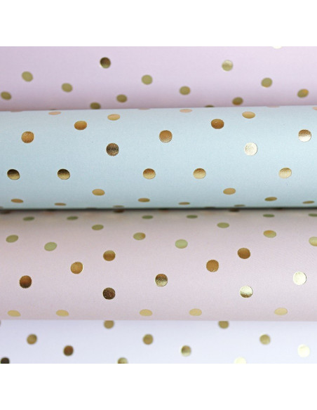 Papel especial topos dorados Blanco