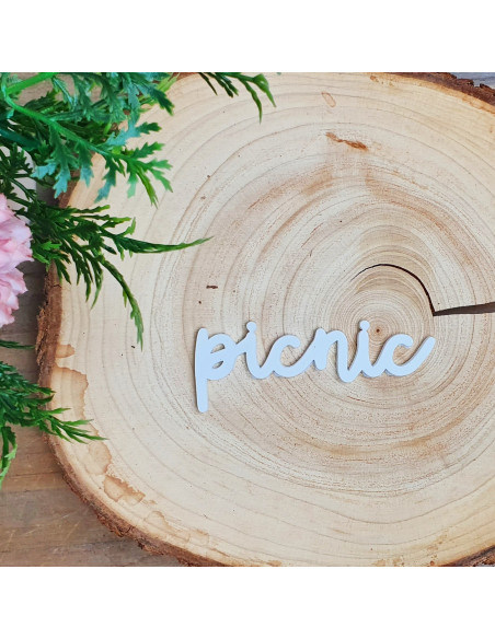 Palabra metacrilato Picnic blanco