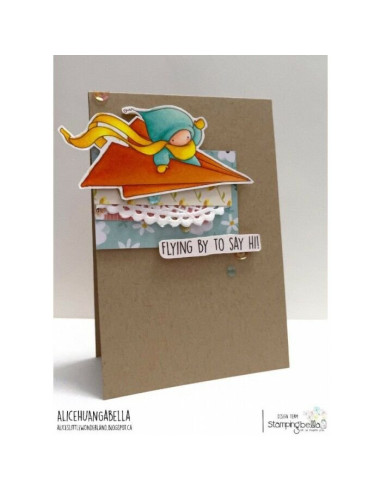 Sello de Caucho Bundle Girl In A Plane de Stamping bella