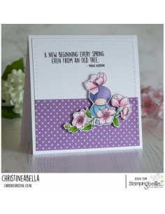 Sello de Caucho Bundle Girl With Cherry Blossoms de Stamping bella 2