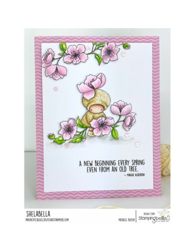 Sello de Caucho Bundle Girl With Cherry Blossoms de Stamping bella