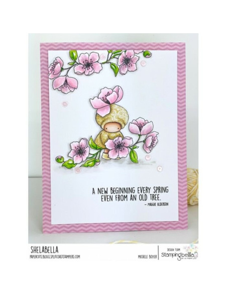 Sello de Caucho Bundle Girl With Cherry Blossoms de Stamping bella