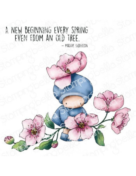 Sello de Caucho Bundle Girl With Cherry Blossoms de Stamping bella