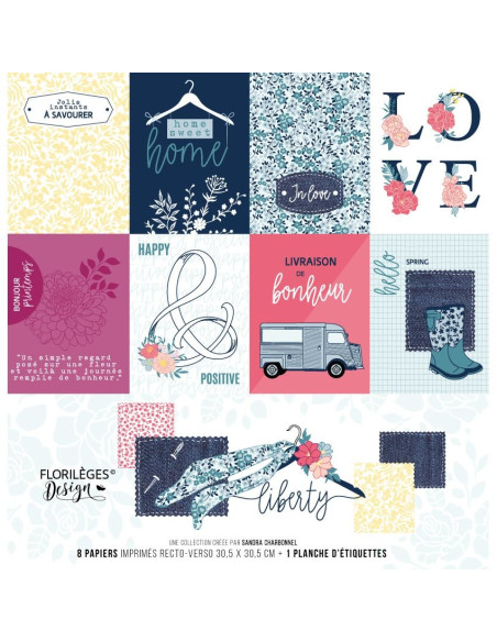 Kit Papeles 12x12" Liberty, Florileges