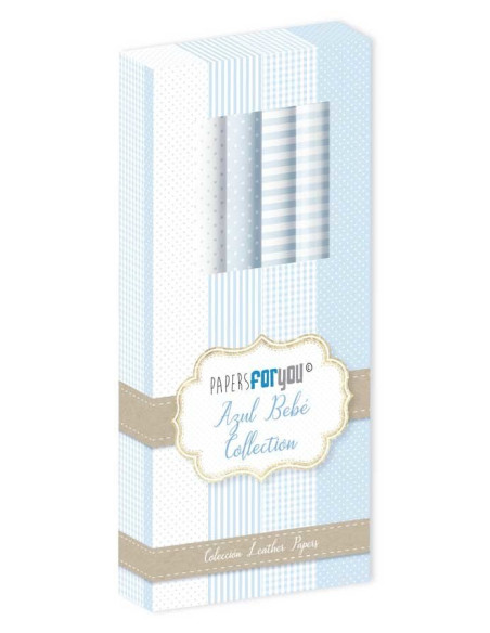 Kit Papel Cuero Azul Bebe Papers For You