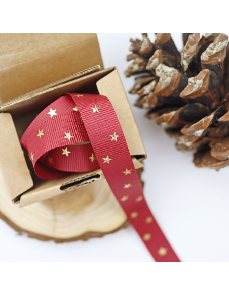 1m Lazo Estrellas Doradas Burdeos