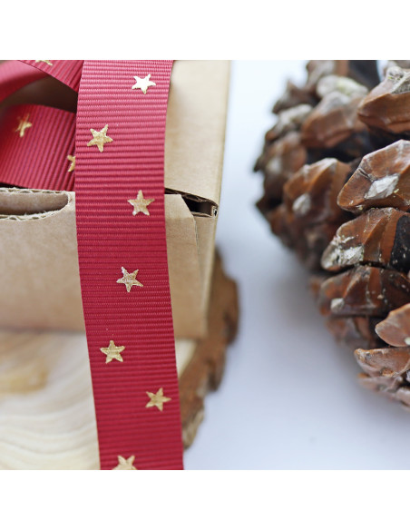 1m Lazo Estrellas Doradas Burdeos