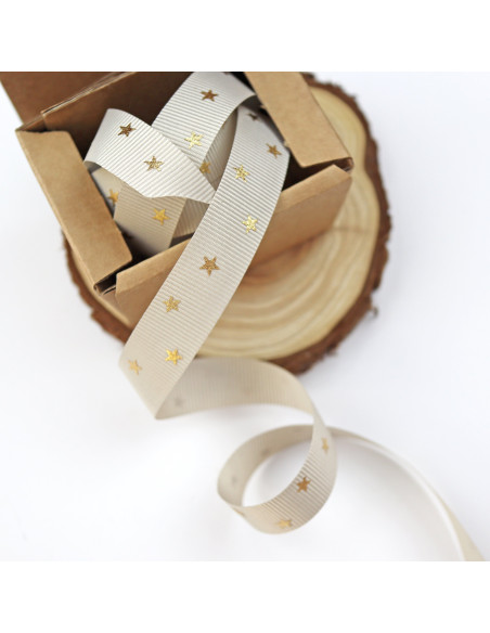 1m Lazo Estrellas Doradas Gris