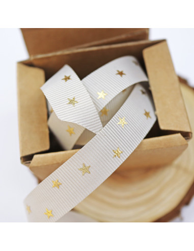 1m Lazo Estrellas Doradas Gris