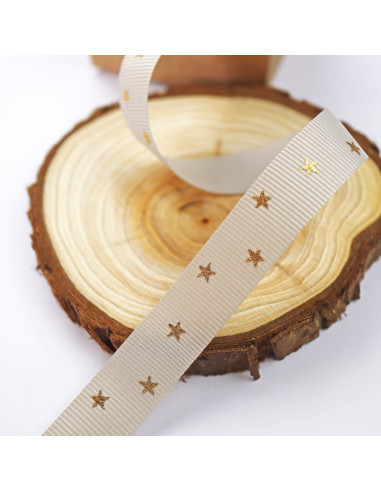 1m Lazo Estrellas Doradas Gris