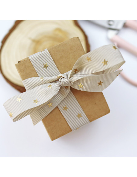 1m Lazo Estrellas Doradas Gris