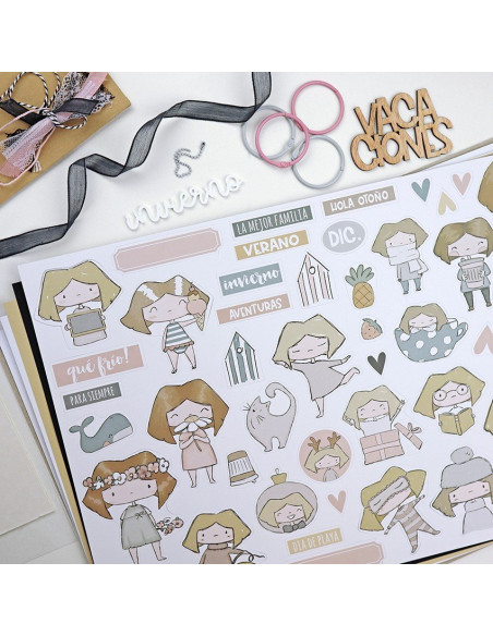 Kit para taller de Iniciación al Scrapbooking de Alúa Cid