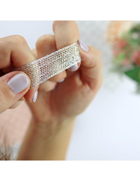 1m Lazo navidad plata