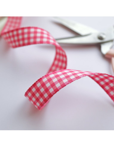 1m lazo Vichy Rosa fuerte 15mm