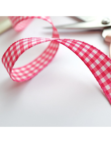 1m lazo Vichy Rosa fuerte 15mm