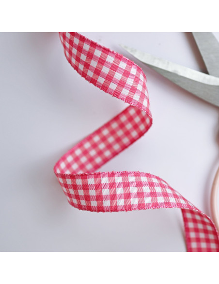 1m lazo Vichy Rosa fuerte 15mm