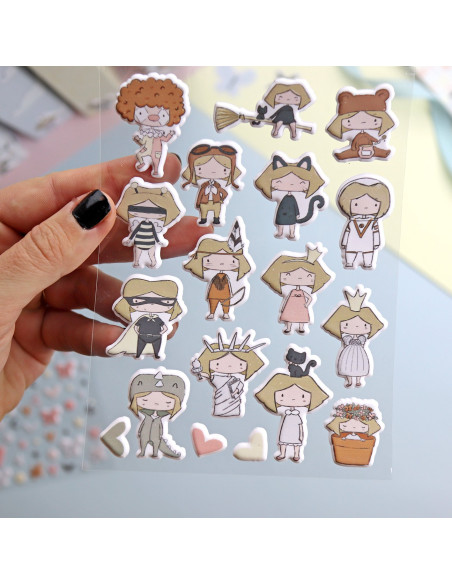 Pack Pegatinas Puffy Ilustraciones Pelele de Alúa Cid