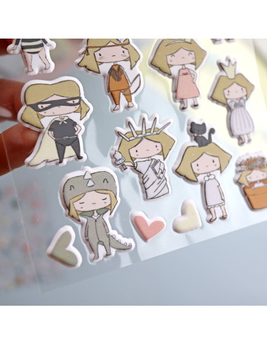 Pack Pegatinas Puffy Ilustraciones Pelele de Alúa Cid