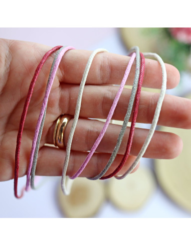 1m cordón algodón encerado rosa