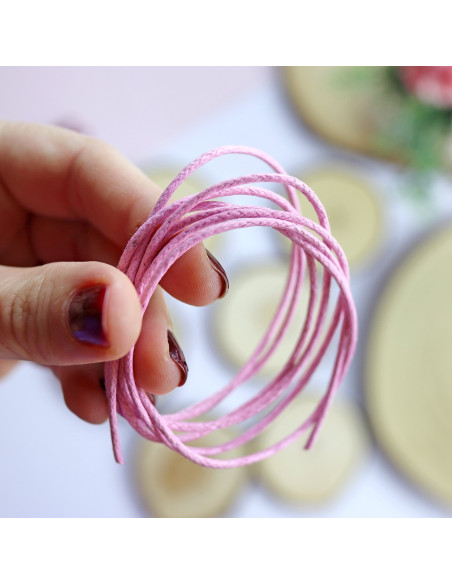 1m cordón algodón encerado rosa