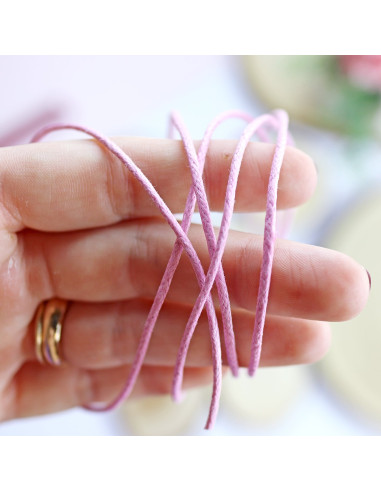 1m cordón algodón encerado rosa