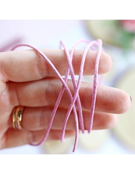 1m cordón algodón encerado rosa