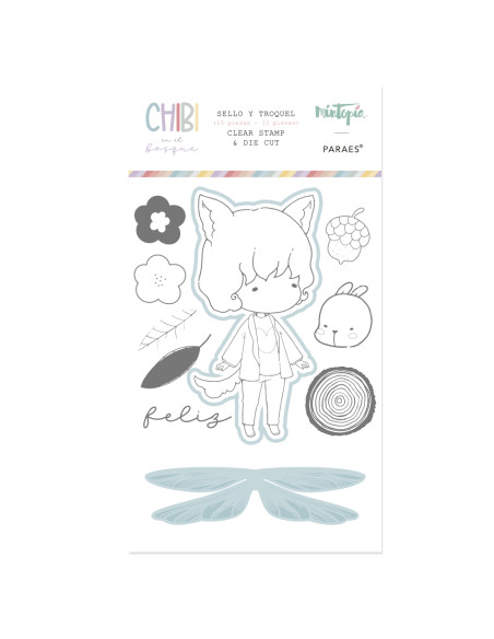 Sello+troquel Hada 3, Chibi en el bosque de Mintopía