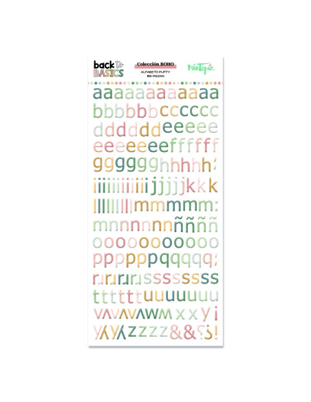 Alfabeto puffy Boho, Back to basics de Mintopía