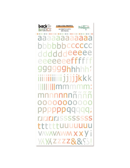 Alfabeto puffy pastel, back to basics de Mintopía
