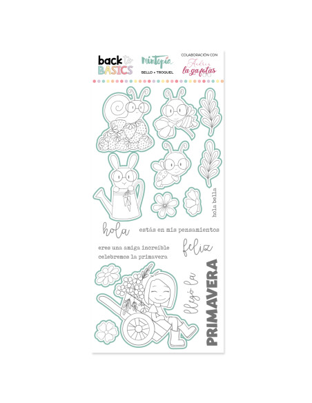Sello+troquel Hola primavera, Back to basics by Andrea la gafotas de Mintopía