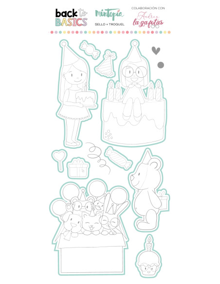 Sello+troquel Cumpleaños, Back to basics by Andrea la gafotas de Mintopía